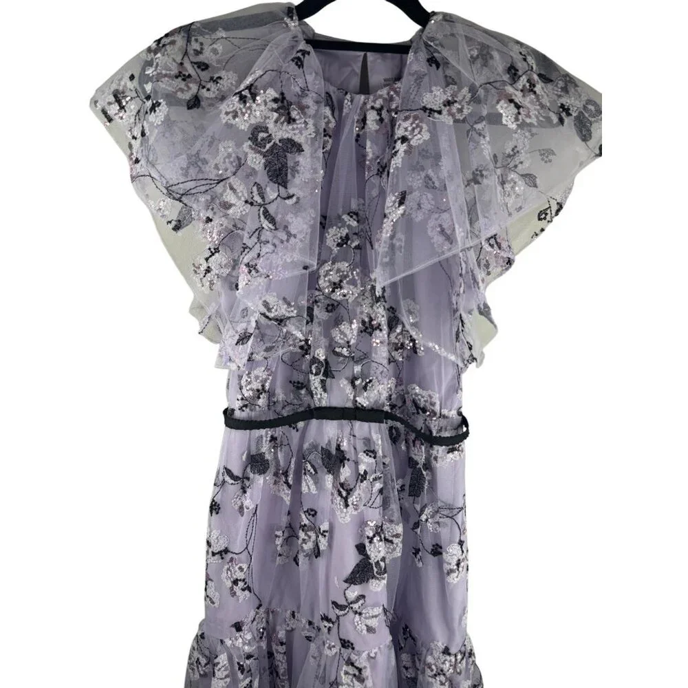 NWT ML Monique Lhuillier Floral Embroidered Mini Dress Size 4 Embellished Rare - Picture 3 of 16